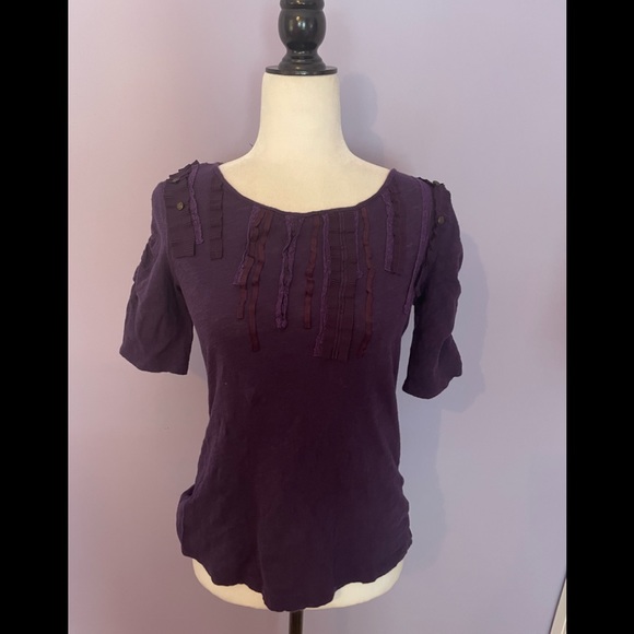 Anthropologie Deletta Purple Ribbons Top - Picture 2 of 5